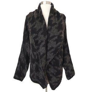 DONNA KARAN open front Alpaca cardigan sweater sz S Houndstooth pattern